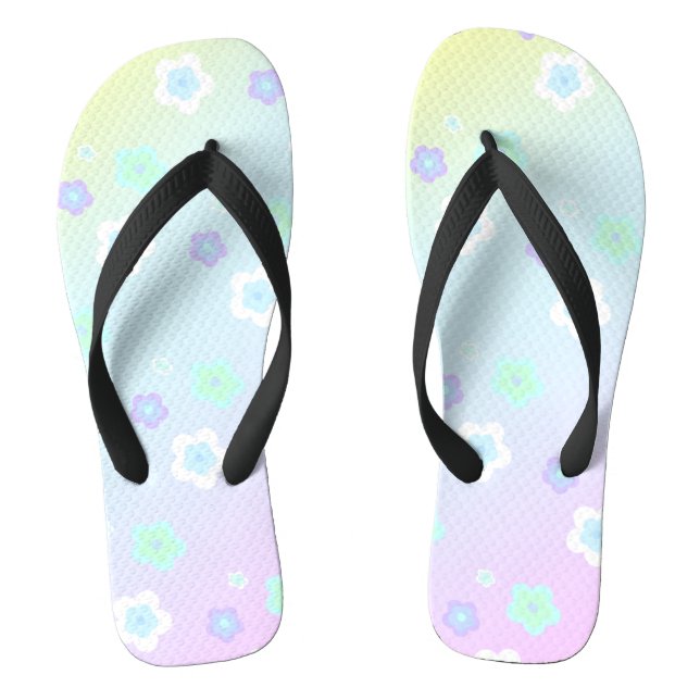 Moderne farbenfrohe Farbverlauf blaue Blume Muster Flip Flops (Fußbett)