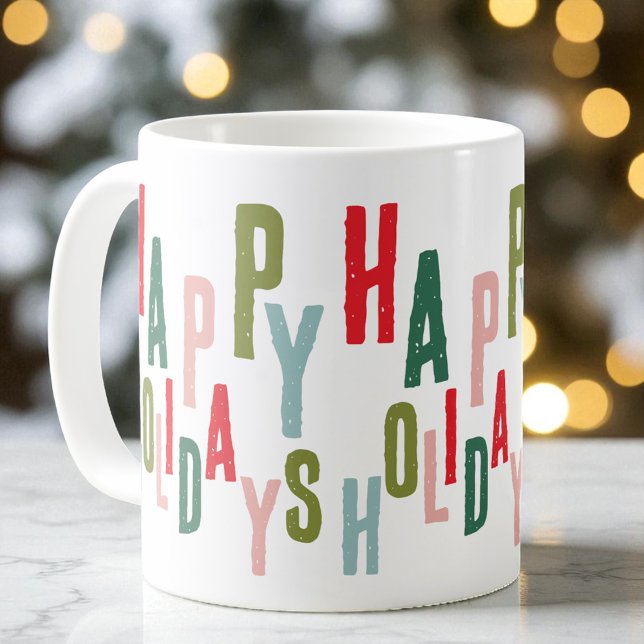 Moderne farbenfrohe Feiertage Weihnachten Kaffeetasse (Modern Colorful Festive Happy Holidays Christmas Coffee Mug)
