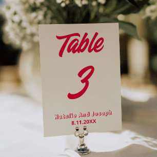 Moderne farbenfrohe fette funky Hochzeitstisch-Num Einladung