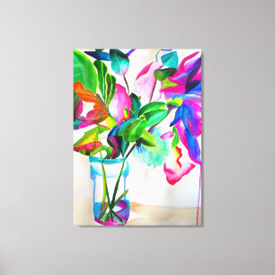 Moderne farbenfrohe florale Stillleben-Wasserfarbe Leinwanddruck