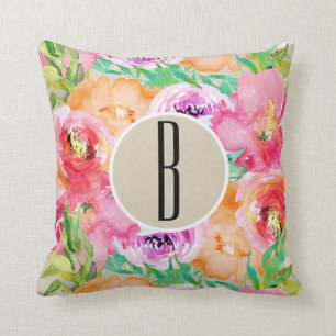 Moderne, farbenfrohe, florale Wasserkraft Kissen