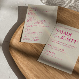 Moderne farbenfrohe französische Retro-Hochzeit in Einladung