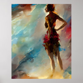 Moderne farbenfrohe Frauen modischen Gold aquamari Poster