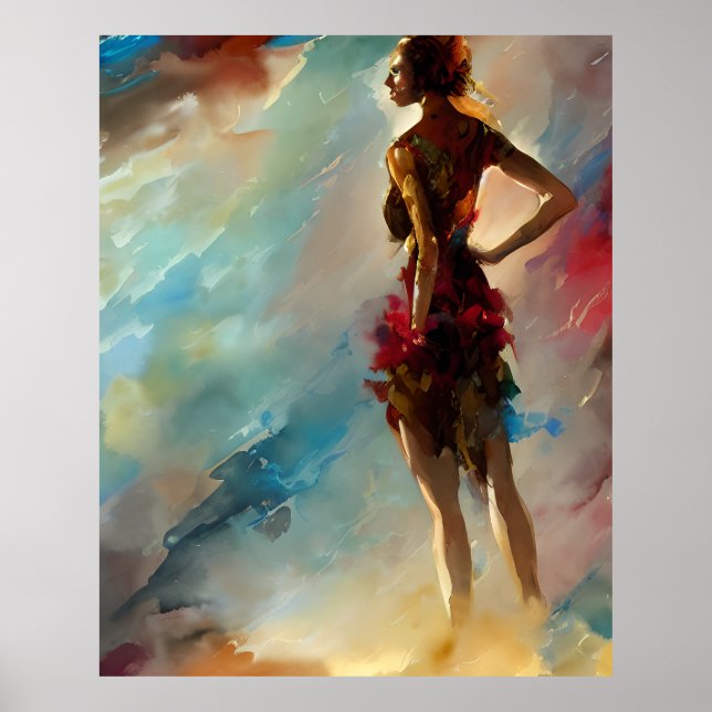 Moderne farbenfrohe Frauen modischen Gold aquamari Poster (Vorne)