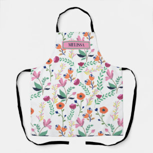 Moderne farbenfrohe Frühlingswiesen-Blumenmuster  Schürze
