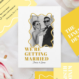 Moderne, farbenfrohe, funky-gelbe Hochzeit Einladung