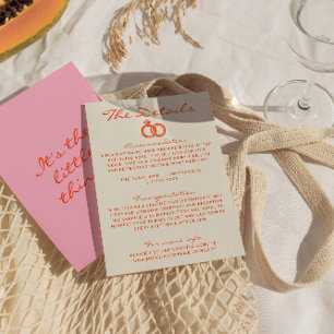 Moderne, farbenfrohe Funky Retro Fun Wedding Detai Begleitkarte