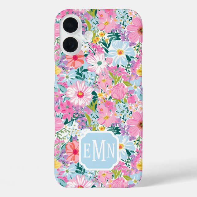 Moderne farbenfrohe Gartenmonogramm Case-Mate iPhone Hülle (Rückseite)