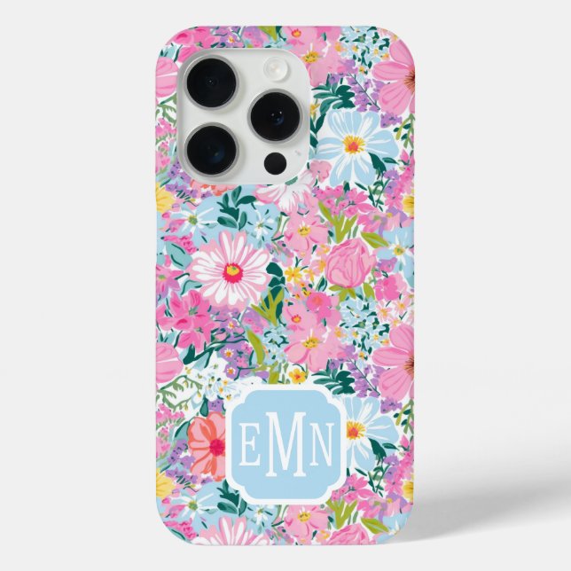 Moderne farbenfrohe Gartenmonogramm Case-Mate iPhone Hülle (Rückseite)