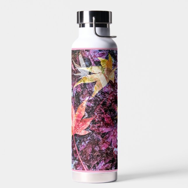 Moderne farbenfrohe gefallene Blätter Abstract Trinkflasche (Links)