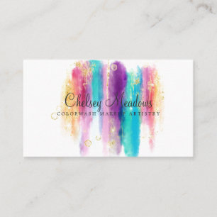Moderne farbenfrohe gemalte Pinselstriche Glitter Visitenkarte