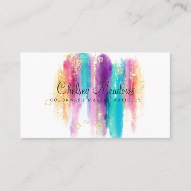 Moderne farbenfrohe gemalte Pinselstriche Glitter Visitenkarte (Vorderseite)