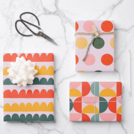 Moderne farbenfrohe Geometrie Geschenkpapier Set