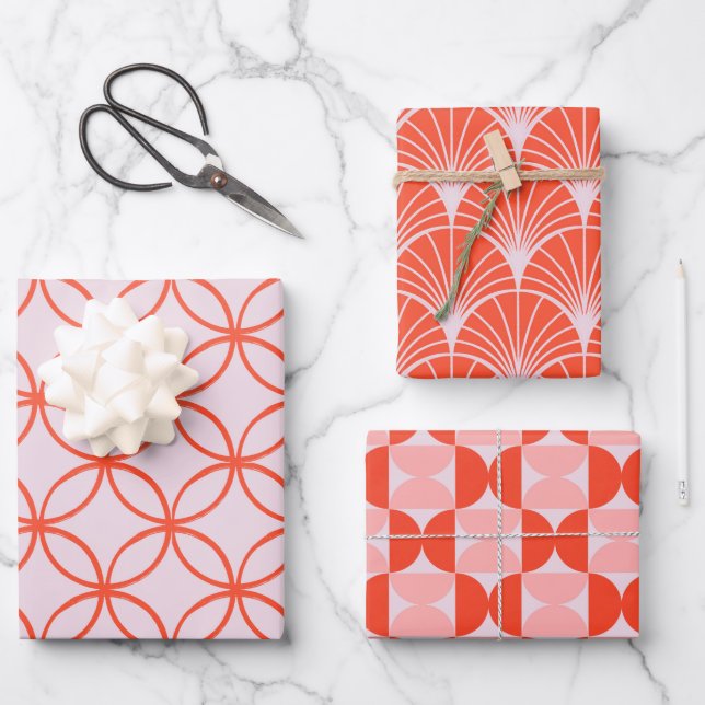 Moderne farbenfrohe Geometrie Geschenkpapier Set (Vorderseite)