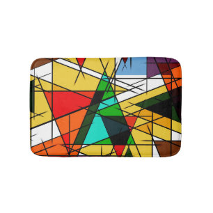 Moderne farbenfrohe geometrische Dreiecke Badematte