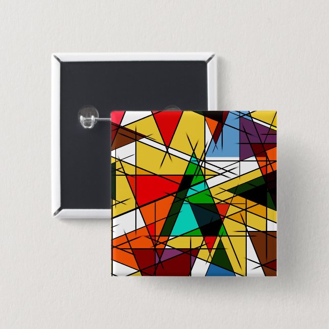 Moderne farbenfrohe geometrische Dreiecke  Button (Vorne & Hinten)