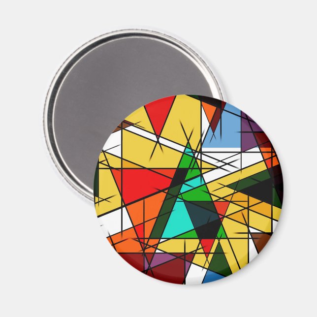 Moderne farbenfrohe geometrische Dreiecke  Magnet (Vorderseite/Rückseite)