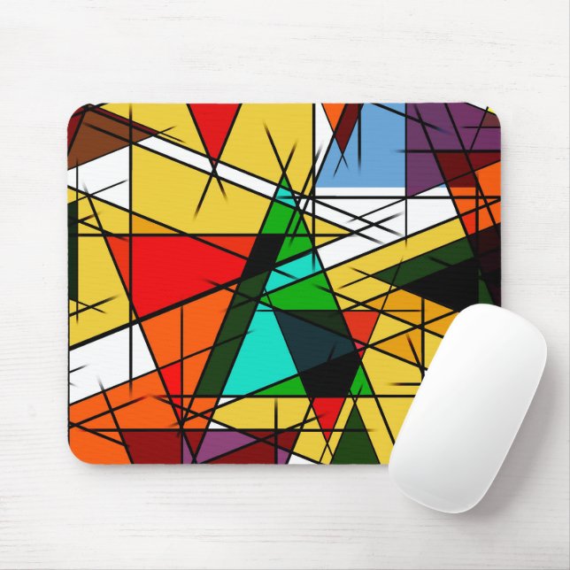 Moderne farbenfrohe geometrische Dreiecke Mousepad (Mit Mouse)