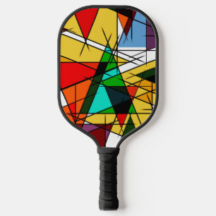 Moderne farbenfrohe geometrische Dreiecke Pickleball Schläger