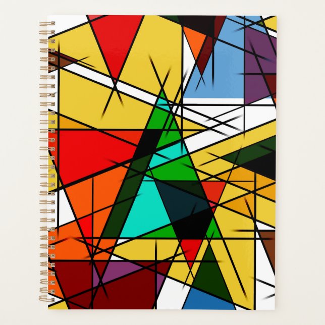 Moderne farbenfrohe geometrische Dreiecke Planer (Vorderseite)