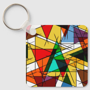 Moderne farbenfrohe geometrische Dreiecke  Schlüsselanhänger