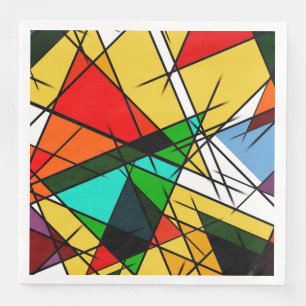Moderne farbenfrohe geometrische Dreiecke Serviette