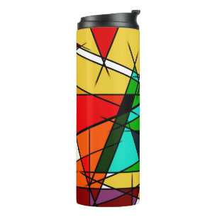 Moderne farbenfrohe geometrische Dreiecke Thermosbecher