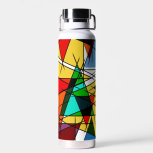 Moderne farbenfrohe geometrische Dreiecke Trinkflasche
