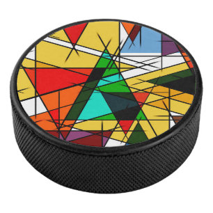 Moderne farbenfrohe geometrische Dreiecksform Eishockey Puck