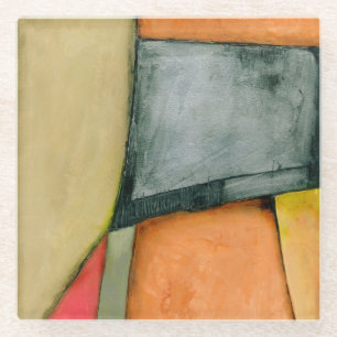 Moderne, farbenfrohe geometrische Formen Glasuntersetzer