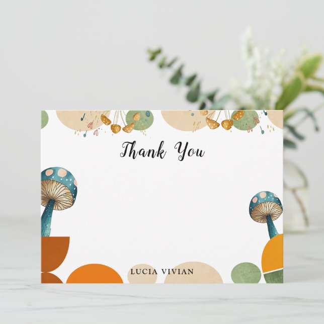 Moderne farbenfrohe geometrische Pilze Danke Karte (Stehend Vorderseite)
