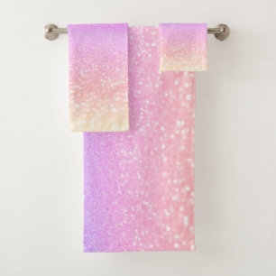 Moderne farbenfrohe Glitter Bokeh Ombre Badhandtuch Set
