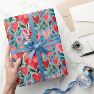 Moderne farbenfrohe glückliche Valentinstag-Herzen Geschenkpapier