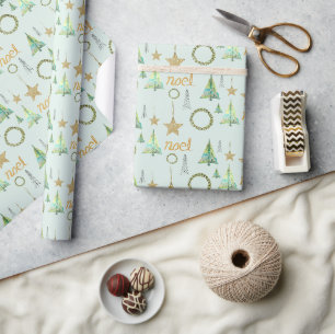 Moderne farbenfrohe Goldene Kiefer Wasserfarben-Mu Geschenkpapier