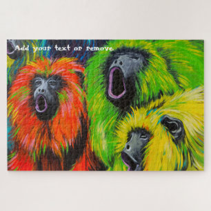 Moderne farbenfrohe grafische Malerei von Affen, Puzzle
