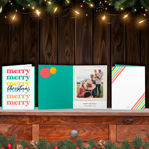 Moderne farbenfrohe Grün frohe Weihnachten Ein Fot Karte