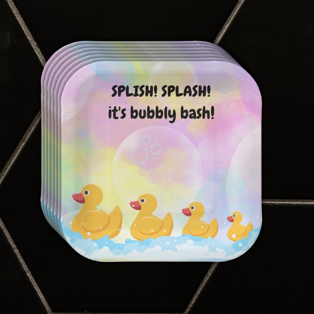 Moderne, farbenfrohe Gummi Duckies Babydusche Pappteller (Von Creator hochgeladen)