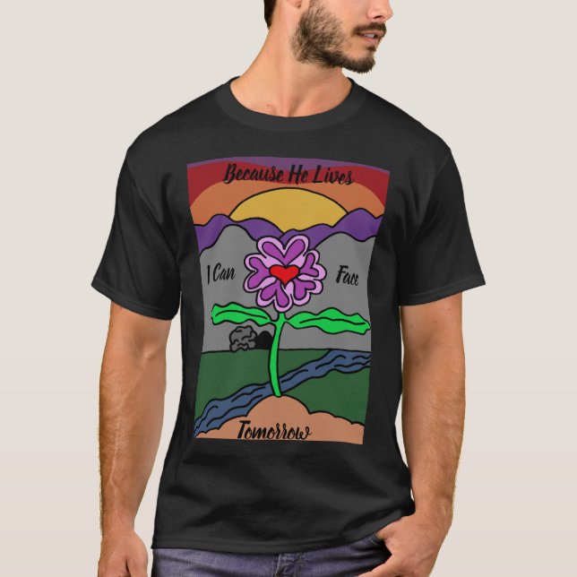 Moderne, farbenfrohe handgezeichnete Blume des Car T-Shirt (Vorderseite)