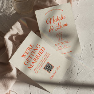 Moderne farbenfrohe handgezeichnete Retro-QR-Code- Einladung
