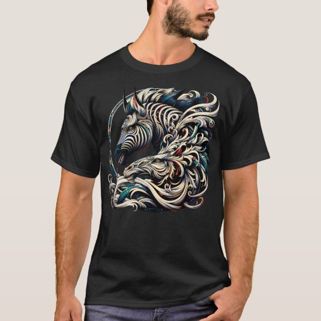 Moderne farbenfrohe handliche Kunst Zebra Design b T-Shirt (Vorderseite)