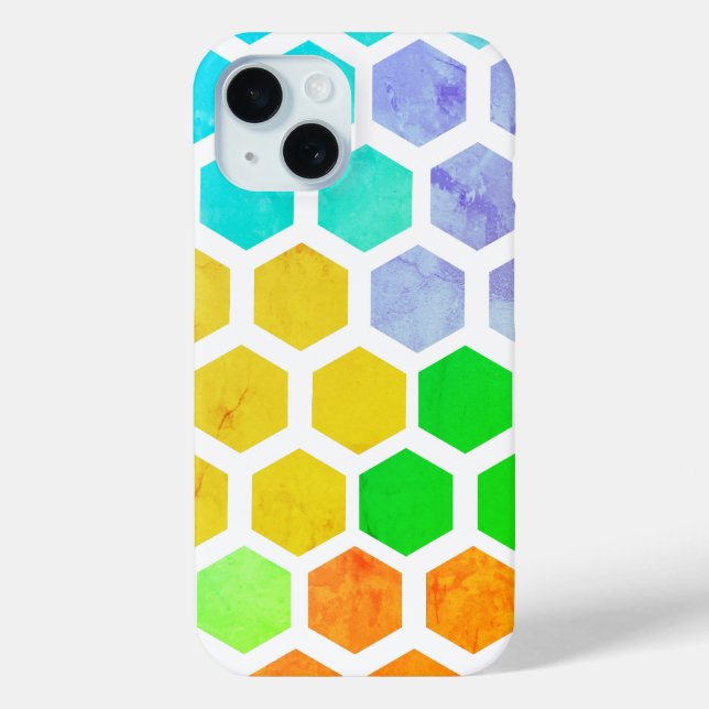 Moderne farbenfrohe Hexagonal iPhone Case (Rückseite)