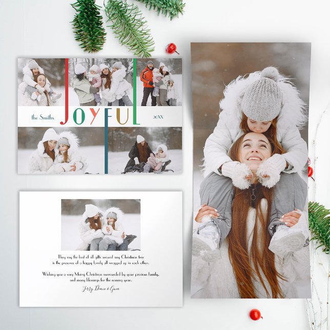 Moderne farbenfrohe Joyful Typografie 5-Foto Dreifach Gefaltete Urlaubskarte (Von Creator hochgeladen)