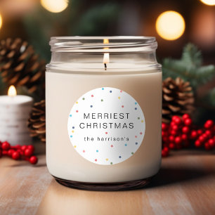 Moderne farbenfrohe Lichter Fröhliche Weihnachten Runder Aufkleber