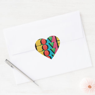 MODERNE farbenfrohe LIEBE FRIEDEN FREUDE fröhliche Herz-Aufkleber