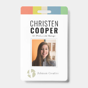 Moderne farbenfrohe Mitarbeiter-Logo-Barcode-Foto- Ausweis