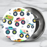 Moderne, farbenfrohe Monster Car Trucks Button<br><div class="desc">Dieses moderne Design weist ein Aquarellmuster auf,  das farbenfrohe Monster-Autos-LKWs zum #Geburtstag #Geburtstag #Party #partysupplies #wedyparty #colorful #custom #pattern #masculine #kids #trendy #cool #watercolor #monstercars #trucks #car #fun</div>