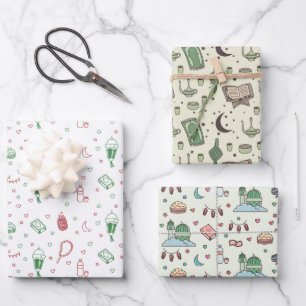 Moderne farbenfrohe muslimische Ramadan und Eid Geschenkpapier Set
