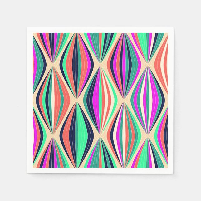 Moderne, farbenfrohe Muster aus den 1960er Jahren Serviette (Vorderseite)
