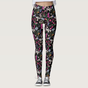 Moderne farbenfrohe Muster schwarzer Hintergrund Leggings