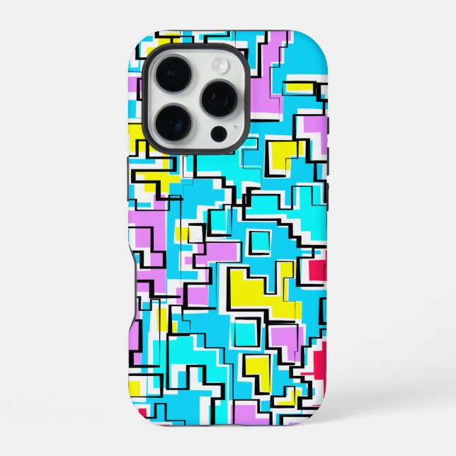 Moderne farbenfrohe Musterdesign iPhone Hülle (Rückseite)